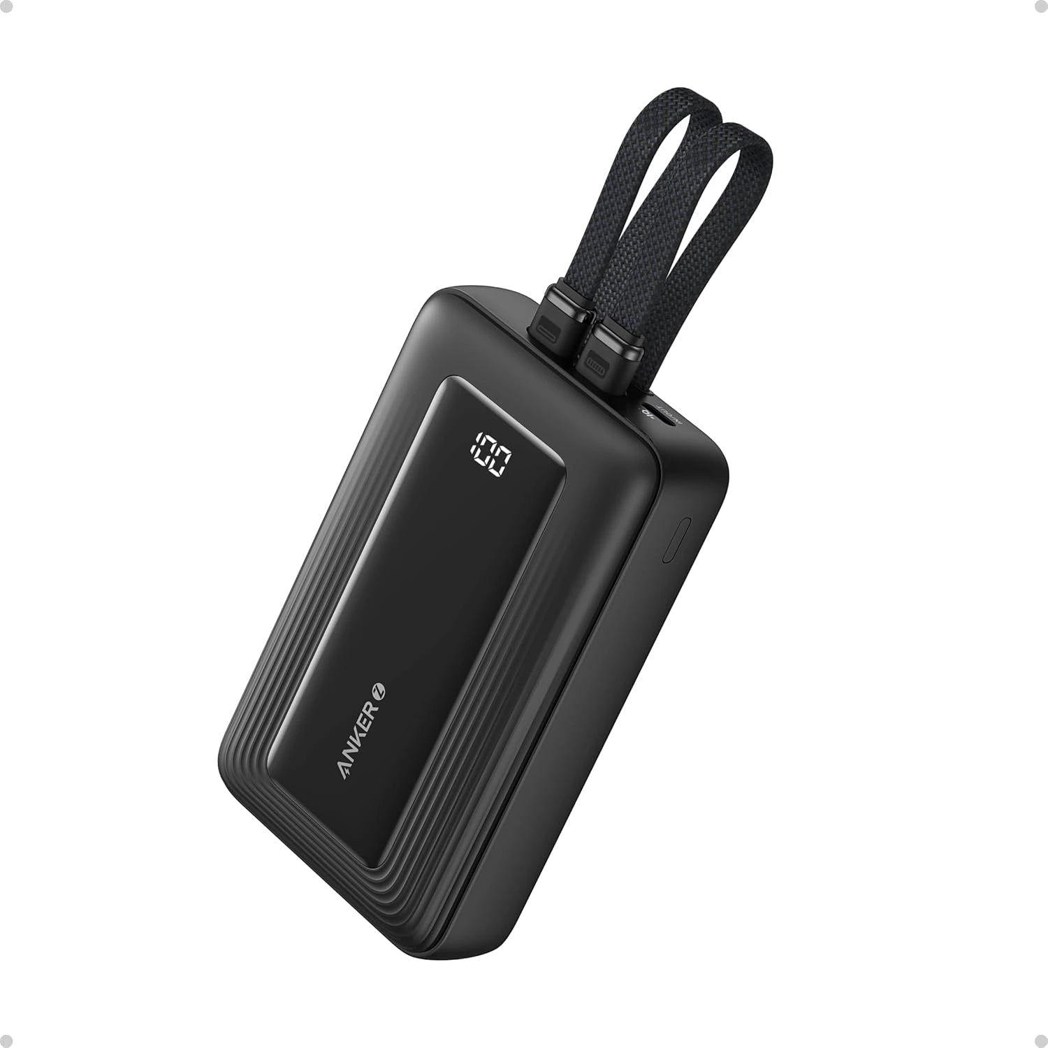 Anker Zolo Power Bank, 20,000mAh 30W Max Fast Portable Charger with Built-in USB-C and MFi Certified Lightning Cables, 1 USB-C, 1 USB-A, Battery Pack for iPhone 16/15/14 Series, Galaxy, and moreMobile Accessoriesπ High-Capacity 20,000mAh Battery β Charge
